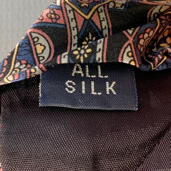 CHRISTIAN DIOR Black Purple Abstract Silk Tie - Picture 5 of 5